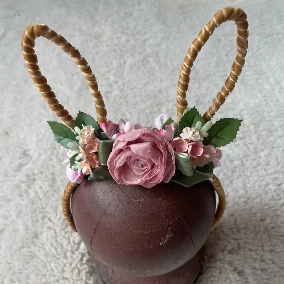 English Rose Garden Velvet Bunny Ear Headband